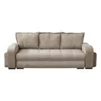 Canapea extensibila TOLEDO, 3 locuri, cu arcuri si lada depozitare, maro deschis, 265x100x95 cm