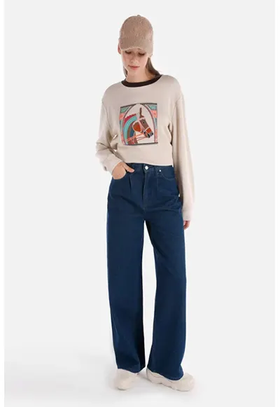 Pantaloni De Dama Albastru Regular Fit Cl1068703