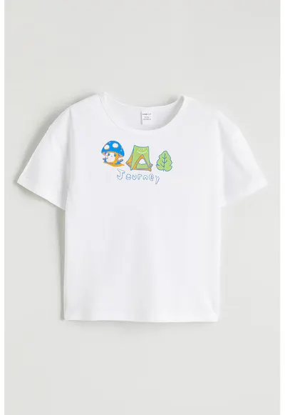 Tricou cu imprimeu grafic - Verde/Alb optic/Albastru