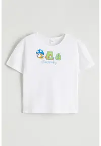 Tricou cu imprimeu grafic - Verde/Alb optic/Albastru