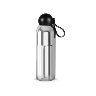Sticlă termică argintie cu pai din oțel inoxidabil 500 ml Tekla – Sagaform