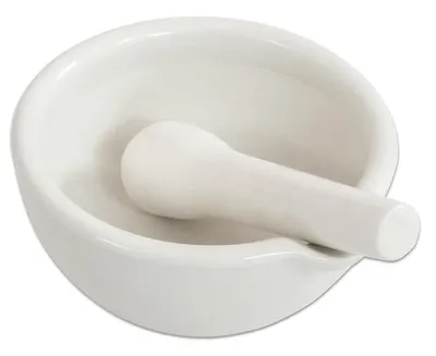 Set mojar cu pistil din ceramică pentru activități de laborator, 320 ml