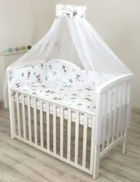Baldachin din tul, funda din bumbac imprimeu lenjerie Caprioara mica Amy 300x160 cm