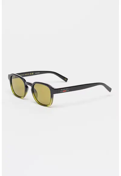 Ochelari de soare cu lentile patrate - Negru/Verde fistic