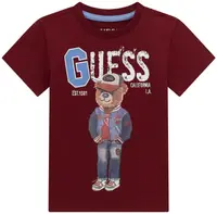 Tricou cu mânecă scurtă Guess - Urs cu pălărie , roşu , 18 luni