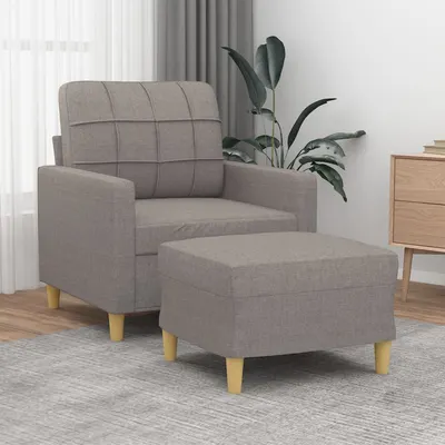 Gossi fotoliu canapea cu taburet, taupe, 60 cm, material textil