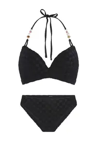 Costum de baie din doua piese cu burete - Negru