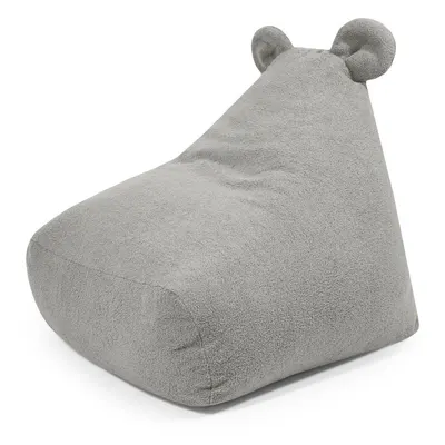 Fotoliu puf pentru copii gri deschis cu tapițerie din țesătură bouclé Snug 80 Bear – SLOWDOWN