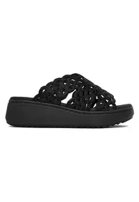 Papuci model V1789-00 - negru - textil - piele ecologica -
