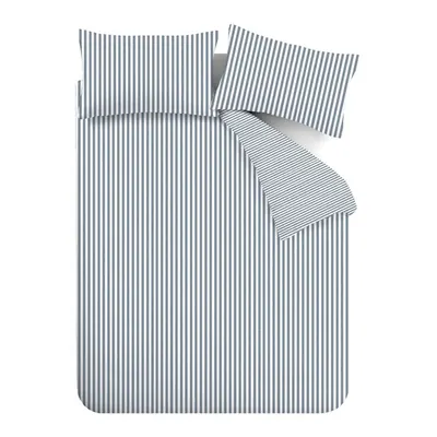 Lenjerie de pat albastră din flanelă pentru pat de o persoană 135x200 cm Stripe – Catherine Lansfield
