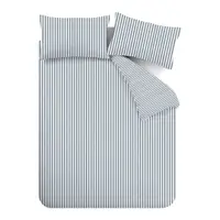 Lenjerie de pat albastră din flanelă pentru pat dublu 200x200 cm Stripe – Catherine Lansfield
