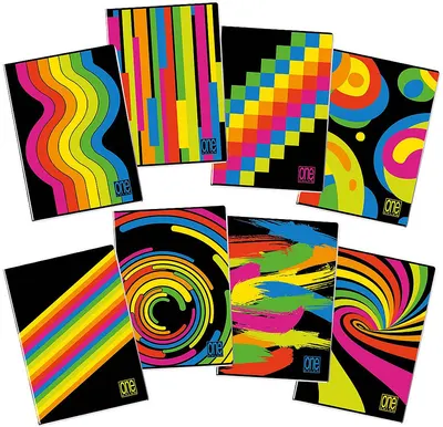 Caiet Blasetti One Color - Black&Fluo, A4, 42 de coli, rânduri late, sortiment