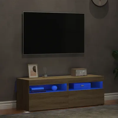 vidaXL Comode TV cu lumini LED, 2 buc., stejar Sonoma, 60x35x40 cm