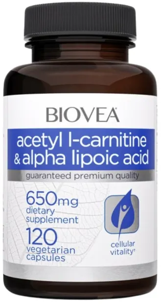 Acetyl L-Carnitine + Alpha Lipoic Acid, 650 mg, 120 capsule, Biovea