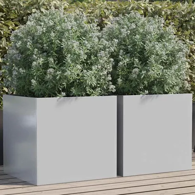 vidaXL Jardiniere, 2 buc., argintiu, 49x47x46 cm, oțel galvanizat
