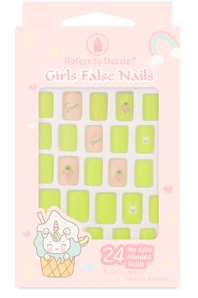 Set 24 Unghii False Press On - Design Bunny & Strawberry Pastel CM31