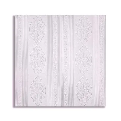Tapet Elegant Alb cu Ornamente Baroce 3D Textura Gofrata 70x70cm