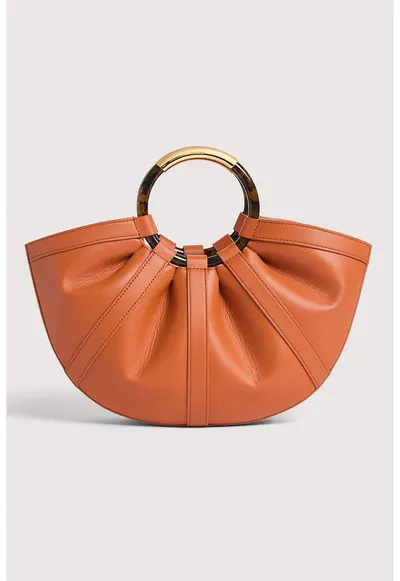 Geanta din piele cu maner Shell - Caramel