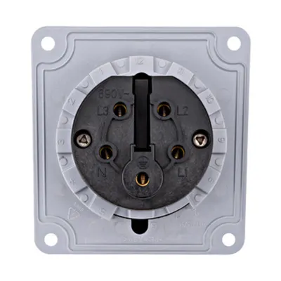Priză CEE montaj pe panou, 5 poli, 32A 400V IP44, unghi 15°