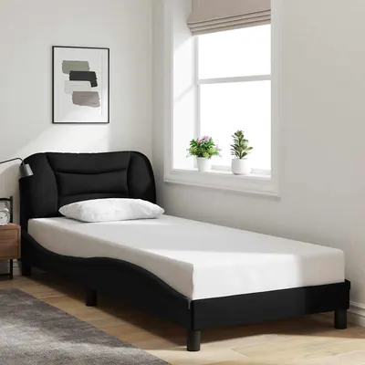 vidaXL Cadru de pat fără saltea Hvar țesătură neagră 80x200 cm