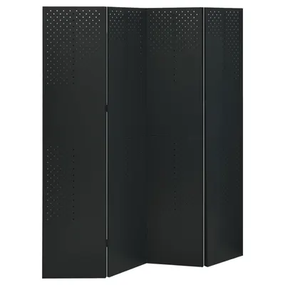 vidaXL Paravan de cameră cu 4 panouri, negru, 160x180 cm, oțel