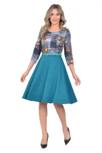 Rochie clos CI22004 turcoaz/maron floral, Cesy | marimea S