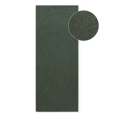 Covor tip traversă verde închis țesut manual din lână 80x200 cm Calmio – Hanse Home