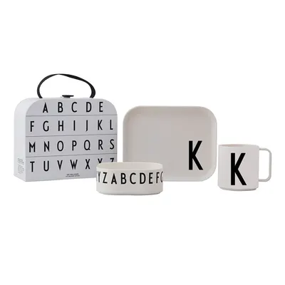 Set de luat masa pentru copii din 3 piese cu valiză Design Letters Classics K