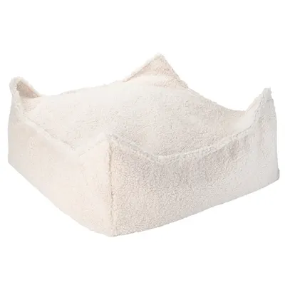 Fotoliu puf pentru copii crem cu tapițerie din țesătură bouclé Square – Wigiwama