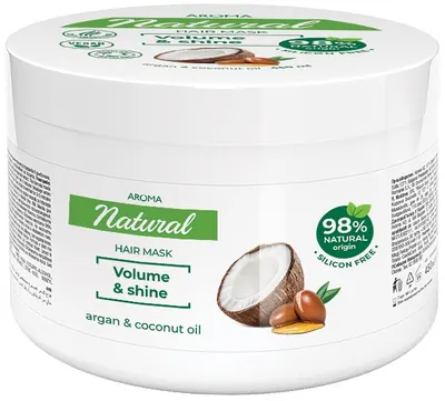 Aroma Natural Mască de păr cu argan și lapte de cocos, 450 ml