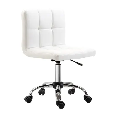 HOMCOM scaun rotativ din piele sintetica, 46x51x76-88cm, alb | Aosom Romania