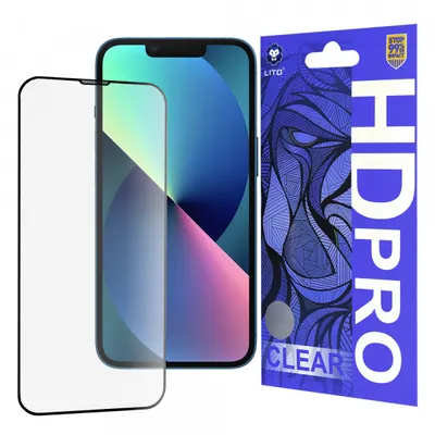 Folie de protectie Ecran Lito HD Pro Clear pentru Apple iPhone 17e / 16e / 14 / 13 Pro, Sticla Securizata, Full Glue, Neagra