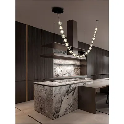 Lampa suspendata IFOS Triac Dimabil Nisipiu Negru & Crom Metal & Clear Acrylic LED 91 Wat 220-240 Volt 6659Lm 3000K IP20
