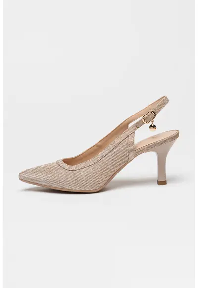 Pantofi slingback cu varf ascutit - Grej/Argintiu