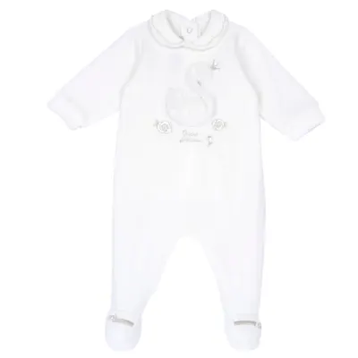 Salopeta bebelusi Chicco din velur, Alb, 00317-69MFCI