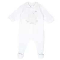 Salopeta bebelusi Chicco din velur, Alb, 00317-69MFCI