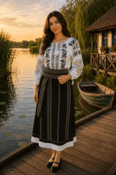 Costum popular format din catrinta , brau si ie - Ghinda