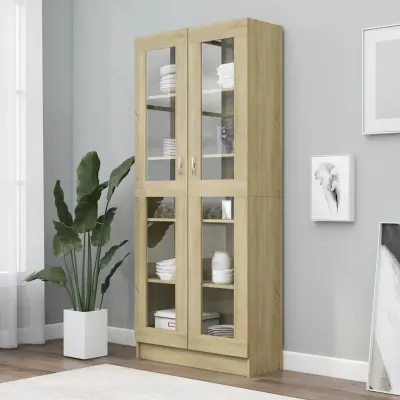 vidaXL Dulap vitrină, stejar sonoma 82,5x30,5x185 cm lemn prelucrat
