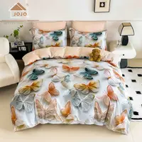 Lenjerie de Pat Bumbac Finet 5D 6 Piese cu Elastic 180x200 , Pastel Butterflies