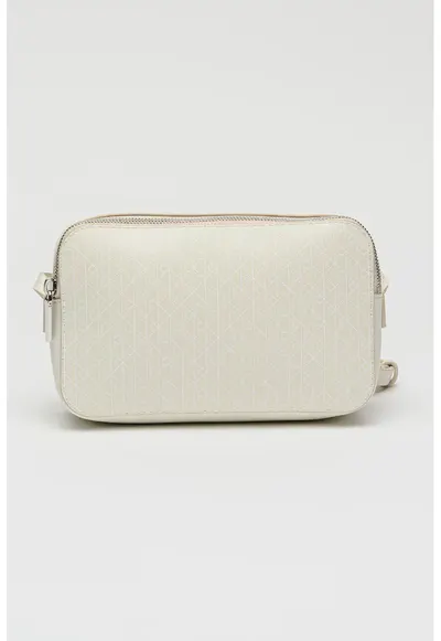 Geanta crossbody din piele ecologica cu model monograma - Alb