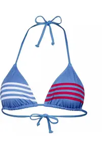 Sutien de baie cu dungi si cupe triunghiulare