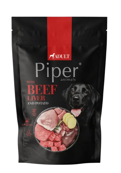 Hrana umeda pentru caini PIPER DOG, ficat de vita si cartof, 500g