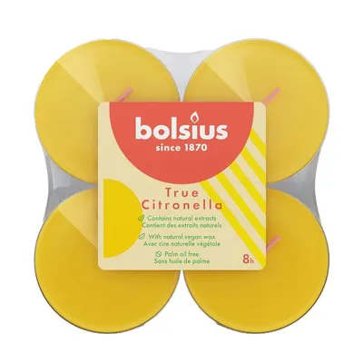 Lumanari Pastile, 8 Ore, 4 Bucati, Bolsius Citronella Maxi