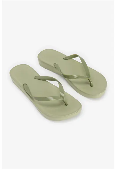 Papuci flip-flop cu model uni - Verde masliniu pal