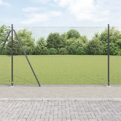 Gossi set de stalpi de gard set de 2 gri otel galvanizat 10 x 1.5 m