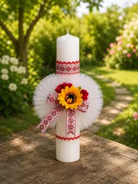 Lumanare de botez traditionala cu floarea-soarelui 11