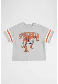 Tricou cu imprimeu Marvel - Rosu/Gri melange