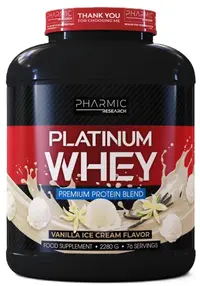 Platinum Whey, înghețată de vanilie, 2280 g, Pharmic Research