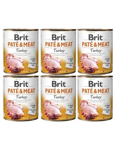BRIT Pate&Meat turkey 6 x 800 g Conserva pateu pentru caini, cu curcan