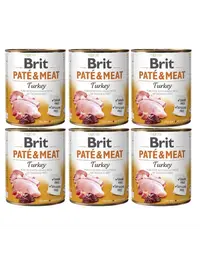 BRIT Pate&amp;Meat turkey 6 x 800 g Conserva pateu pentru caini, cu curcan